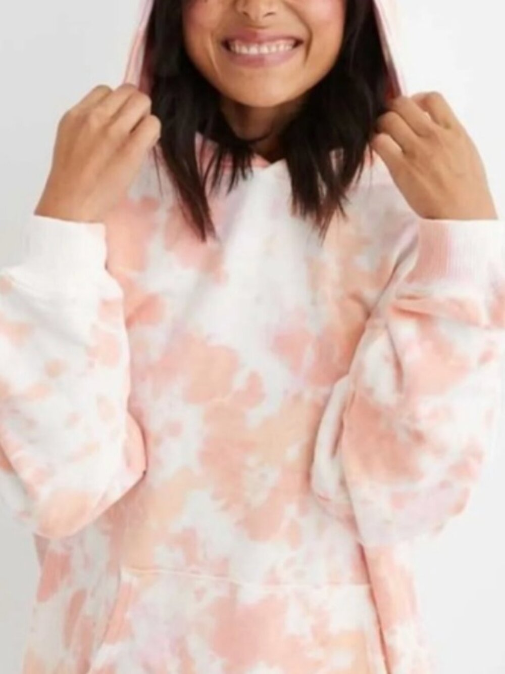 Aerie Oversized Tie Dye Hoodie in Pink/Orange